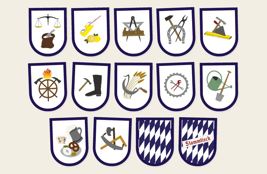 Illustrierte Maibaumtafeln